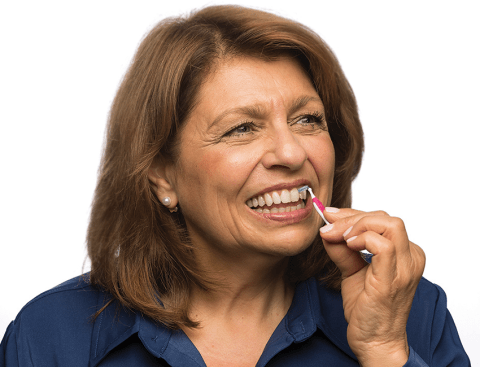 Tiny interdental (means between teeth) brushes - specially designed to clean between teeth.
