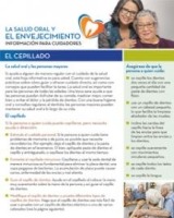 Spanish cover of El cepillado: Información para cuidadores. Part of the Oral Health & Aging series.  